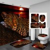 Moon Leopard Cheetah Print Shower Curtain Set with Toilet Mat and Lid Cover - ALABOHUKE Collection