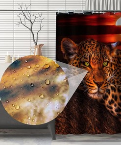 Moon Leopard Cheetah Print Shower Curtain Set with Toilet Mat and Lid Cover - ALABOHUKE Collection