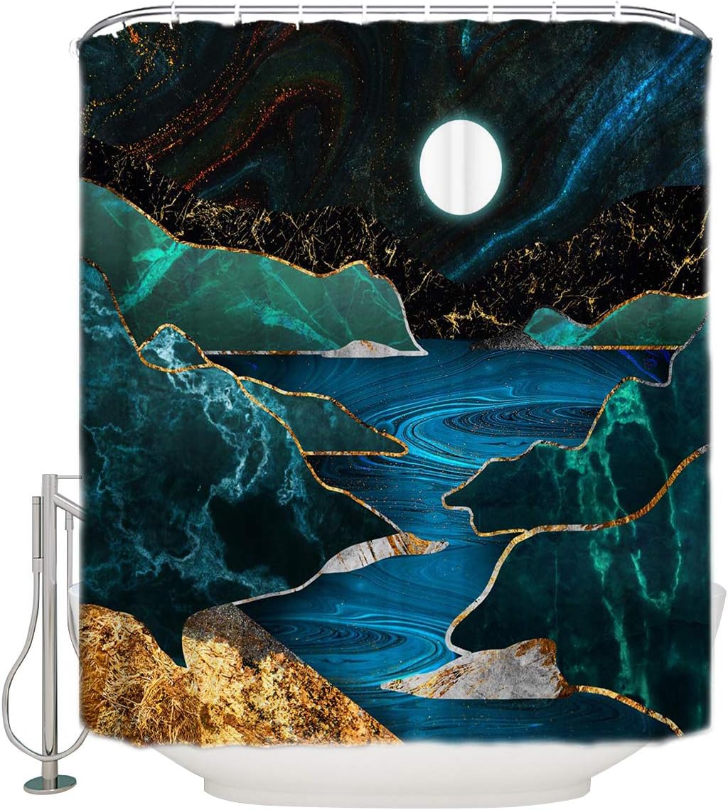 Moon Mountain Shower Curtain For An Outdoorsy Bathroom Decoration