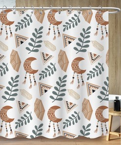 Moon Pendant Bohemian Art Botanical Leaf Shower Curtain
