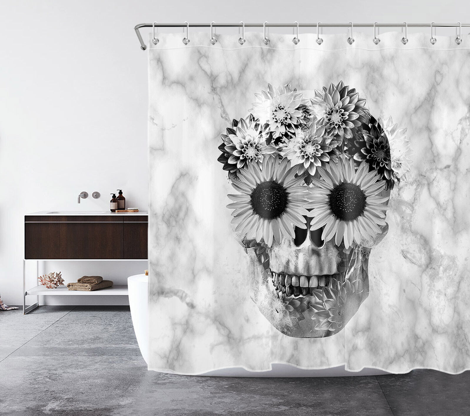 Moon Phase And Starry Sky Mushroom Shower Curtain For Bathroom - Image 2