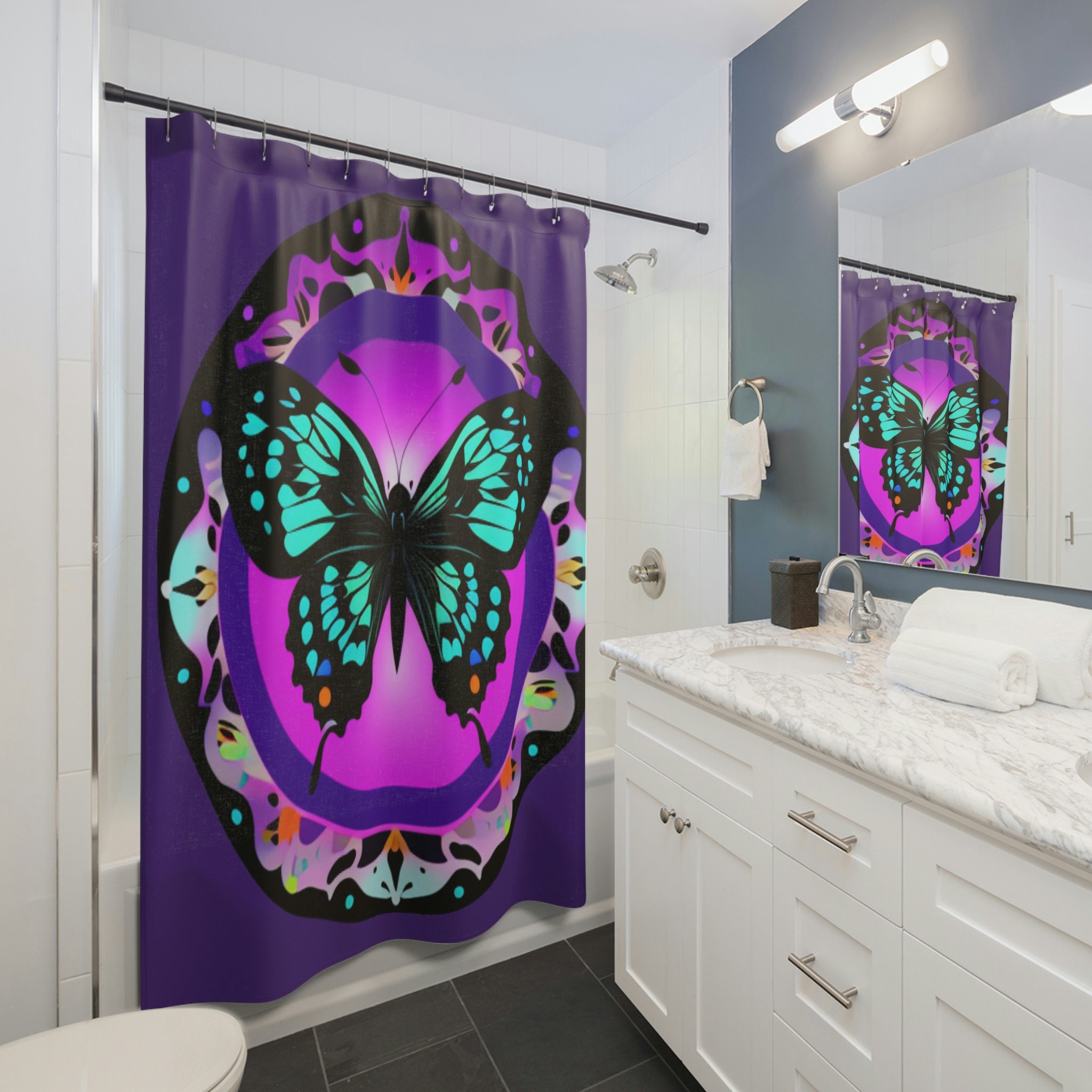 Moon Phase Artistic Valentine's Gift Shower Curtain