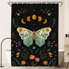 Moon Phase Gothic Vintage Floral Butterfly Shower Curtain, Unique Bathroom Curtain with Witchy Theme and Visioun Keyword