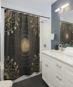 Moon Phase Zodiac Constellation Celestial Shower Curtain for Astronomy Lovers