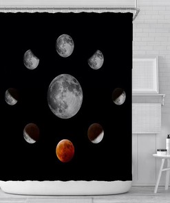 Moon Phases Lack Black Shower Curtain For A Celestial Bathroom