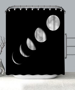 Moon Phases Shower Curtain - Celestial Night Sky Bathroom Accessory