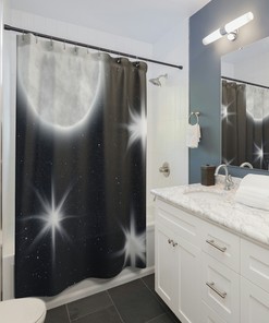Moon Phases Shower Curtain with Wolf and Forest Print: Inspiring and Beautiful Bathroom Decor with Modern Edge