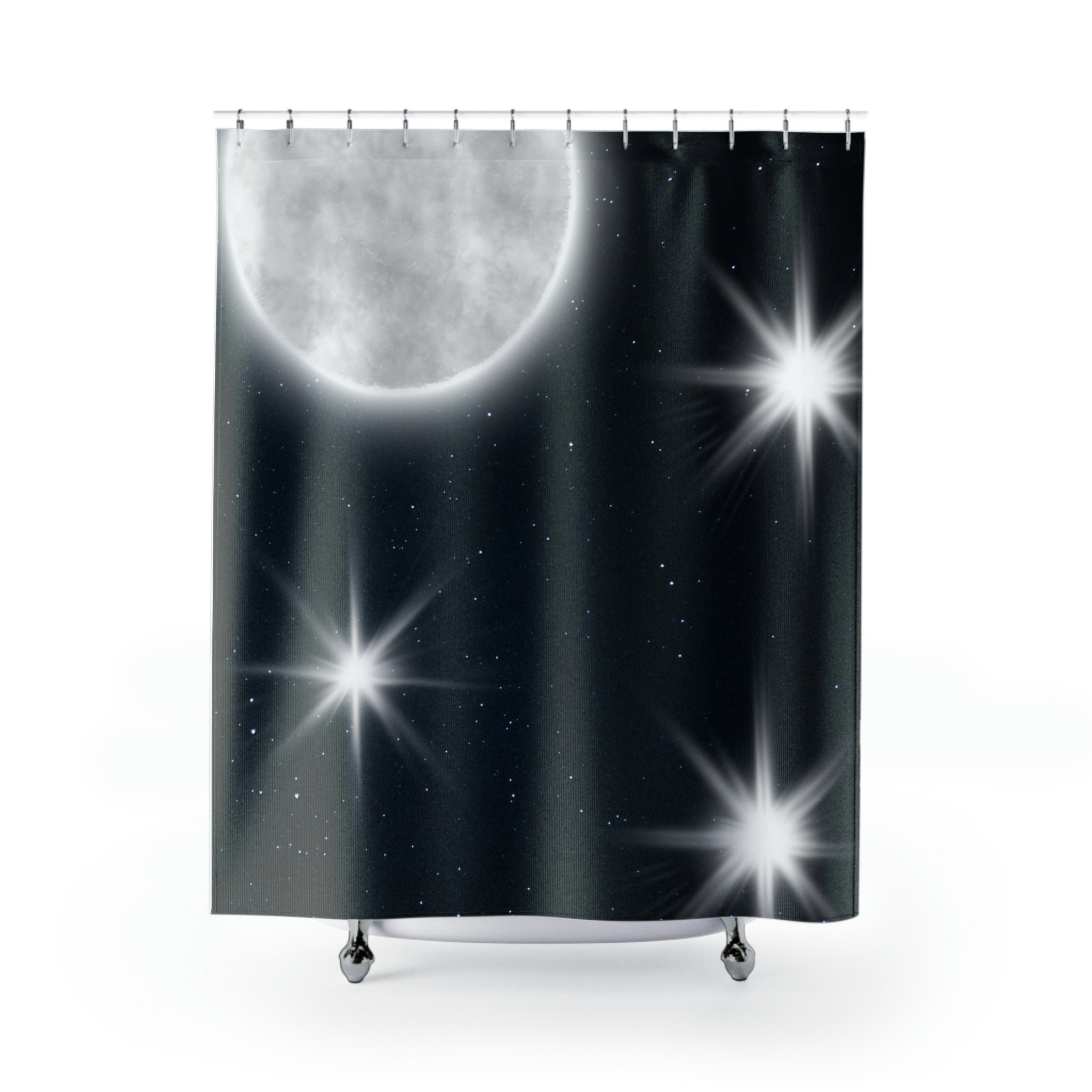 Moon Phases Shower Curtain with Wolf and Forest Print: Inspiring and Beautiful Bathroom Decor with Modern Edge