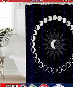 Moon Print Fabric Shower Curtain - Waterproof for Bathroom Covering Decor