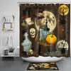 Moon Pumpkin, Skull, And Tombstone Shower Curtain - Spooky Halloween Theme