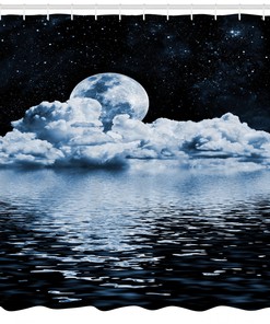 Moon Sets over Clouds Shower Curtain for Evocative Bathroom Decor