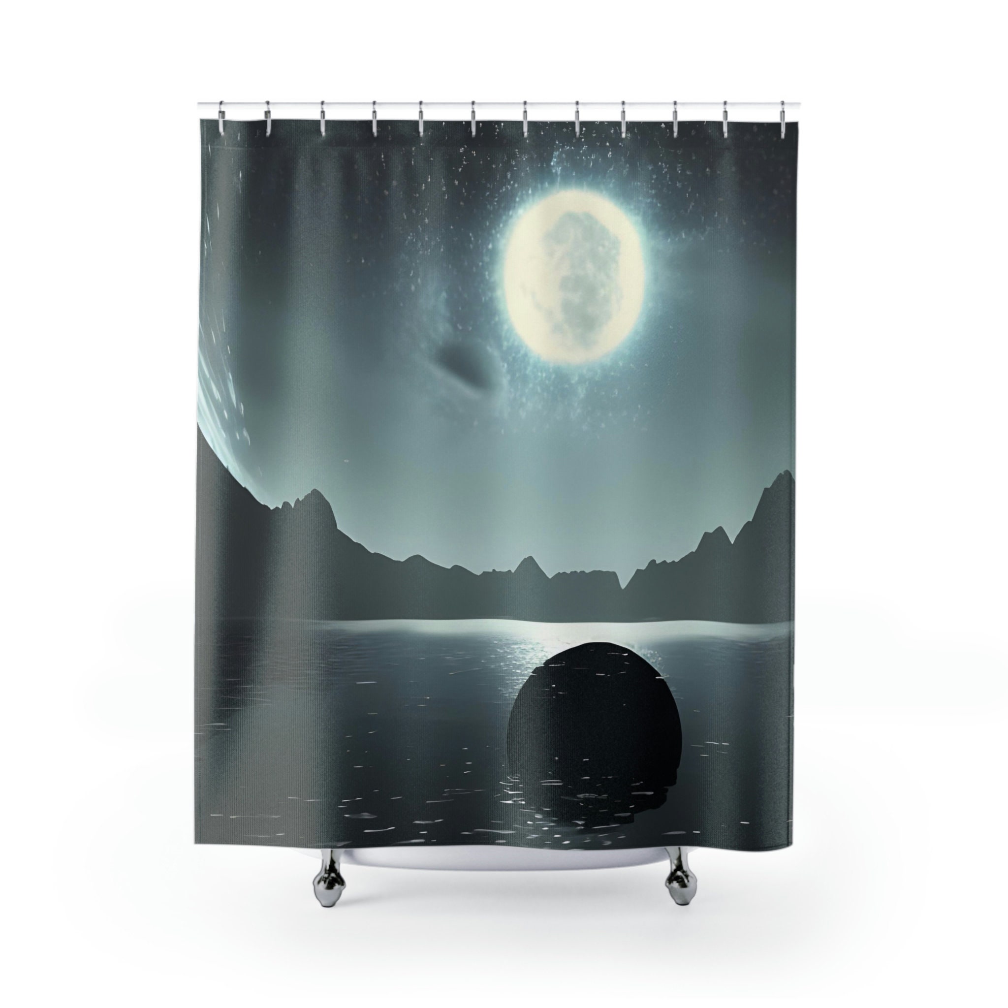Moon Shower Curtain: Celestial Bathroom Dcor with a Touch of Enchantment