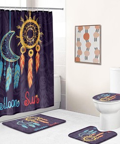 Moon Sun Abstract Artistic Print Shower Curtain for Bathroom