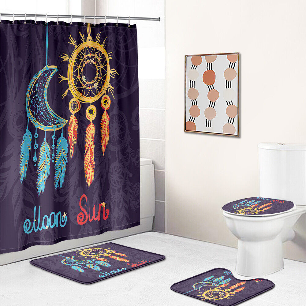 Moon Sun Abstract Artistic Print Shower Curtain for Bathroom