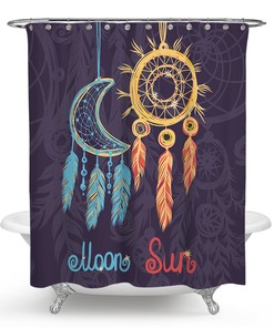 Moon Sun Abstract Artistic Print Shower Curtain for Bathroom