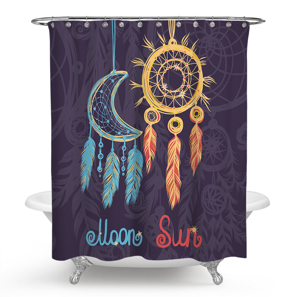 Moon Sun Abstract Artistic Print Shower Curtain for Bathroom