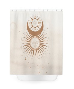 Moon Sun & Stars Black and White Decorative Shower Curtain