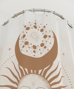 Moon Sun & Stars Black and White Decorative Shower Curtain