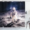 Moon Surface Journey Print Shower Curtain For Space Inspired Bathroom Decor