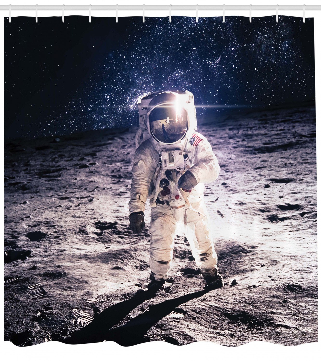 Moon Surface Journey Print Shower Curtain For Space Inspired Bathroom Decor - Image 4