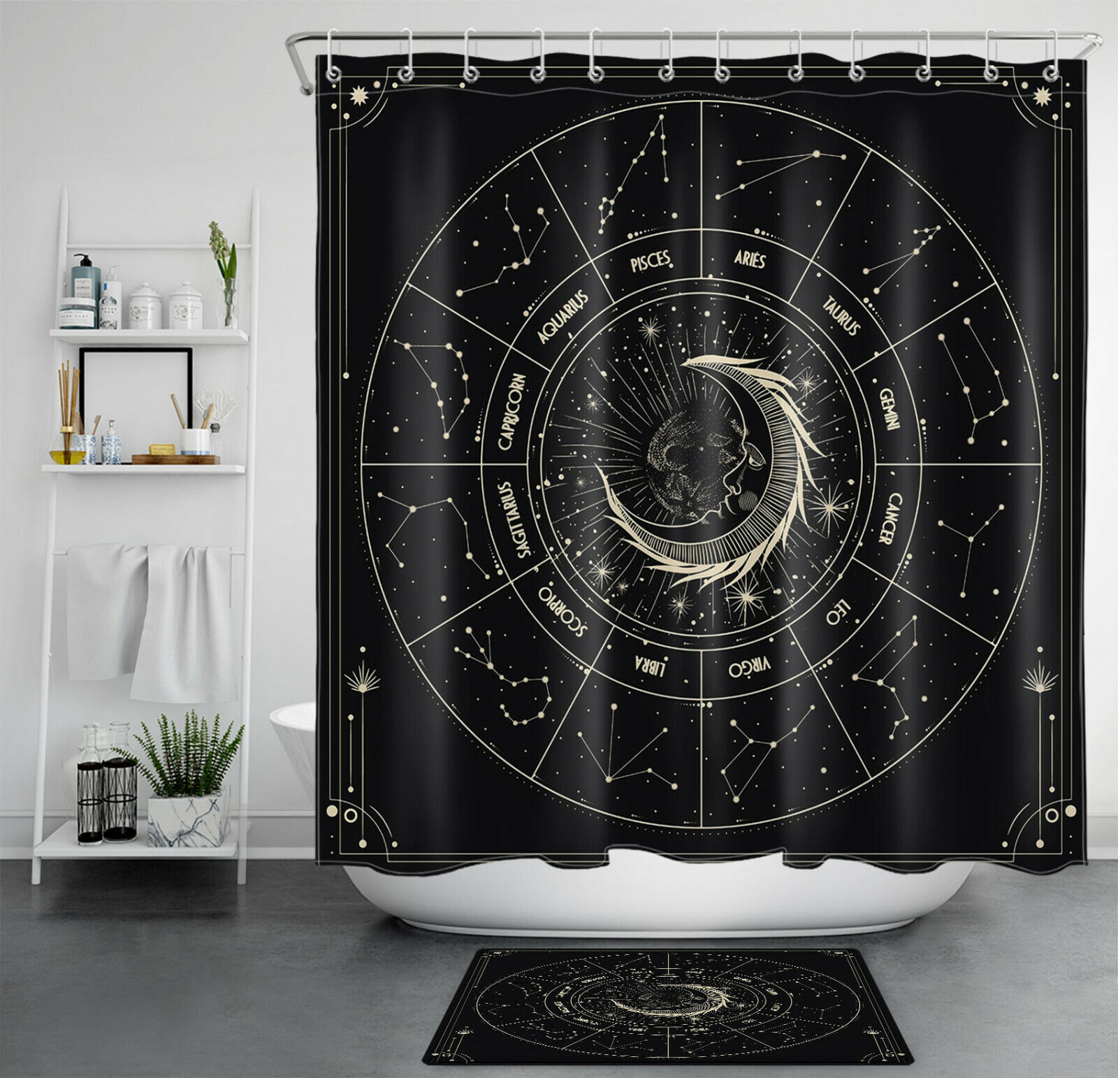 Moon Surface Vision Earth in Space Universe Vintage Shower Curtain