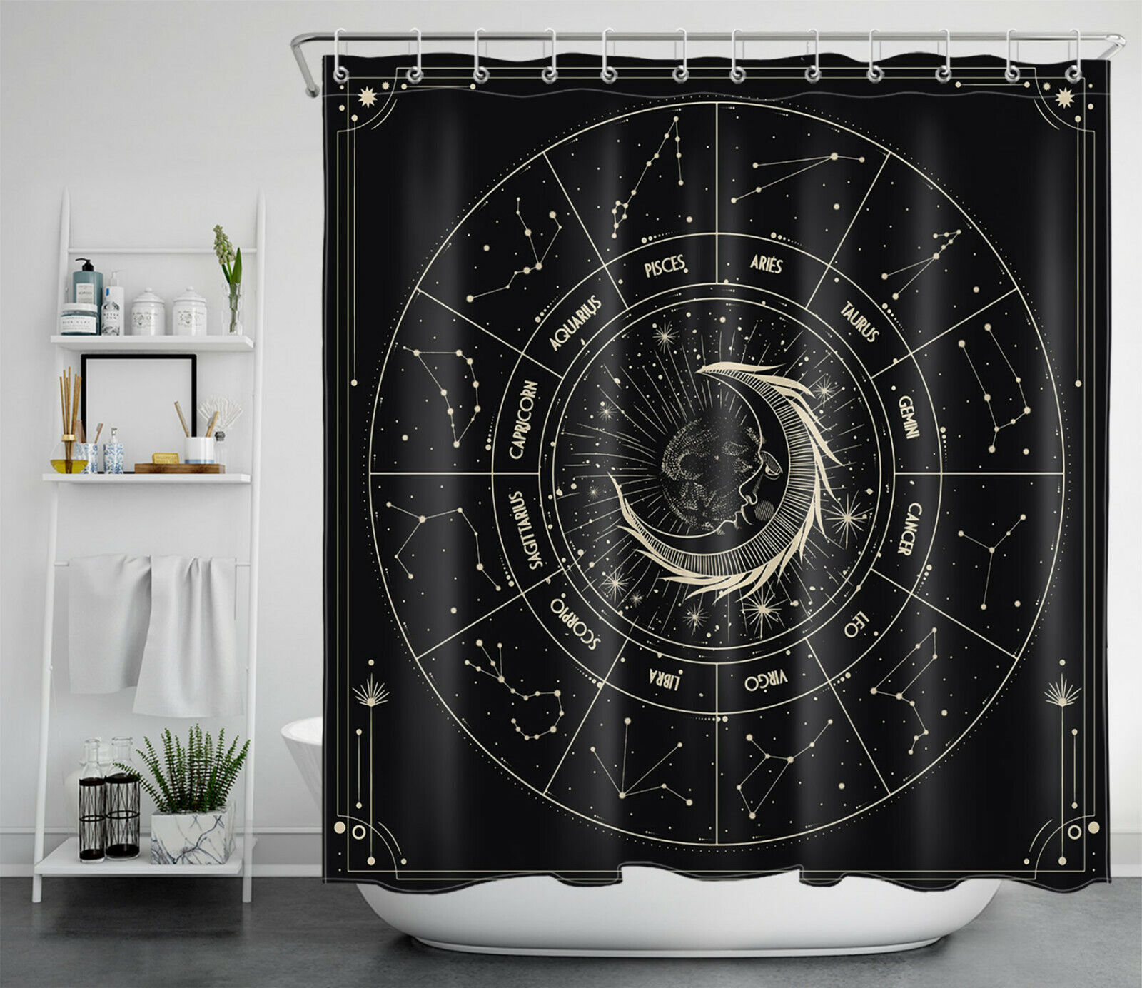 Moon Surface Vision Earth in Space Universe Vintage Shower Curtain