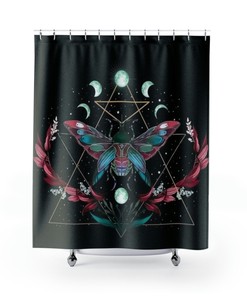 Moon Theme Gothic Shower Curtain Spooky And Mysterious Bathroom Decoration