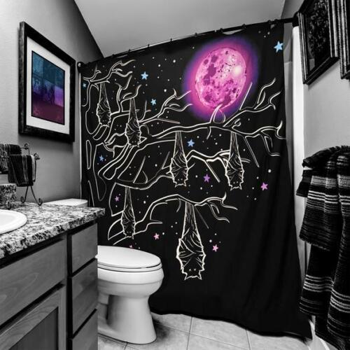 Moon Vampire Bats Black Purple Gothic Goth Shower Curtain