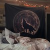Moon Wolf Tapestry Wall Hanging - Blue and Pink Grunge Hippie Bathroom Decor
