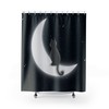 Moon and Cat Waterproof Shower Curtain with Starry Theme 