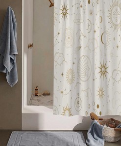 Moon and Star Constellation Print Shower Curtain - Celestial Bathroom Decor