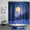 Moon and Starry Sky Winter Forest Shower Curtain for Bathroom Decor 