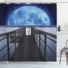 Moon and Stars Night Scene Vintage Shower Curtain