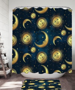 Moon and Sun in Space Shower Curtain: Inspiring Bathroom Dcor with Inspirational Cosmos Image