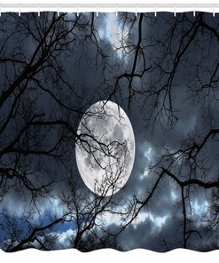 Moon at Night in Forest Winter Shower Curtain