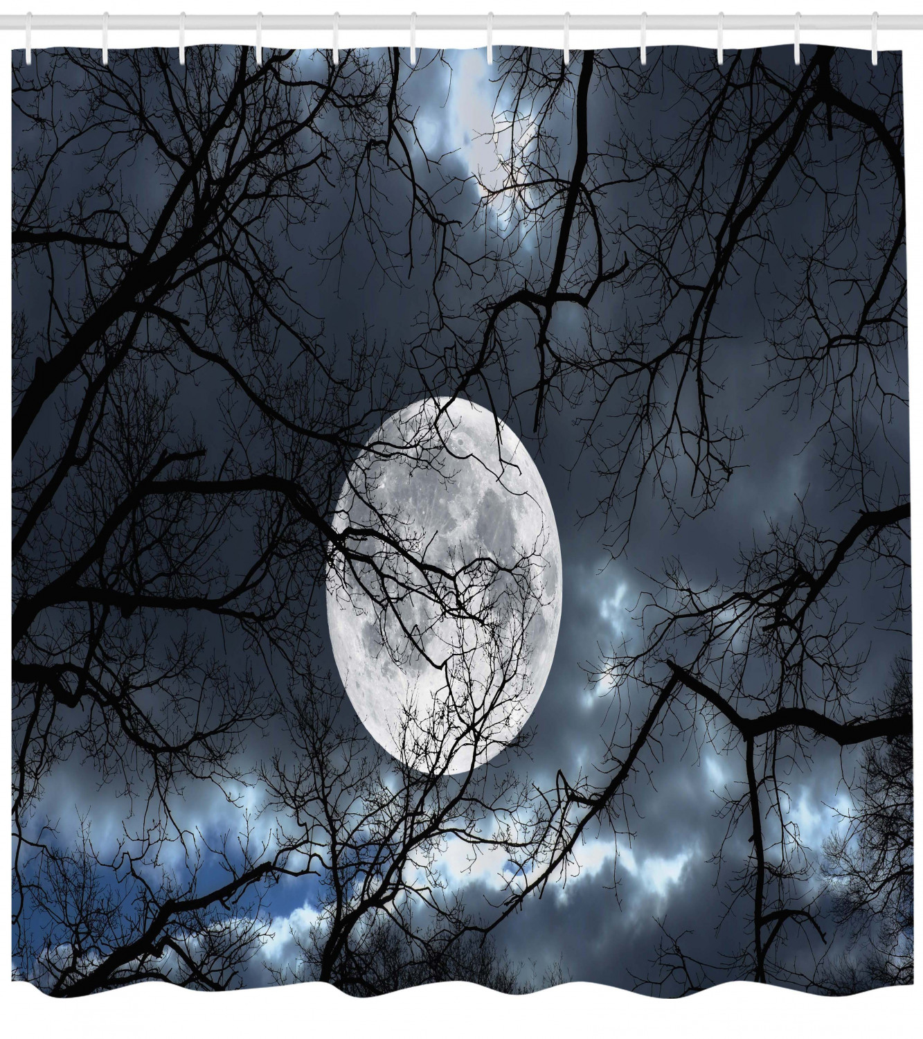 Moon at Night in Forest Winter Shower Curtain