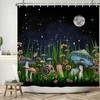 Moonlight Forest Shower Curtain for Bathroom, Plants Leaves Moon Shower Curtain 