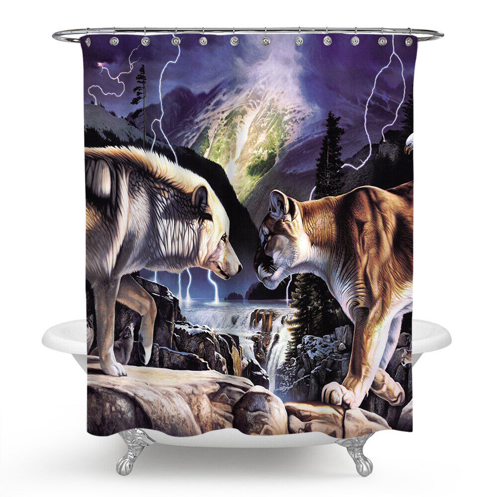 Moonlight Lightning Wolf Beast Wildlife Shower Curtain
