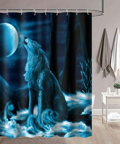 Moonlight Wolf Wild Animals Shower Curtain - Mystical Bathroom Decor