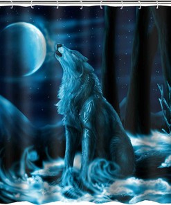 Moonlight Wolf Wild Animals Shower Curtain - Mystical Bathroom Decor