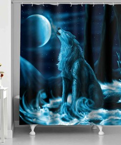 Moonlight Wolf Wild Animals Shower Curtain - Mystical Bathroom Decor
