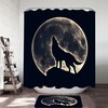 Moonlight Wolf and Trees Shower Curtain: Modern and Serene Bathroom Accessories with Celestial and Nordic Theme