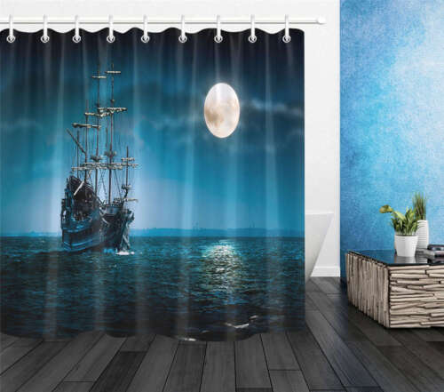 Moonlight on Sea Shower Curtain: Mystical Bathroom Accessories with Perfectly Balanced Serenity and Celestial Touch