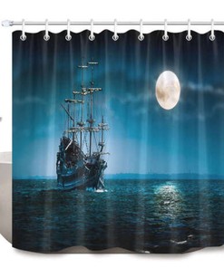 Moonlight on Sea Shower Curtain: Mystical Bathroom Accessories with Perfectly Balanced Serenity and Celestial Touch