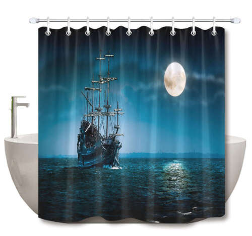 Moonlight on Sea Shower Curtain: Mystical Bathroom Accessories with Perfectly Balanced Serenity and Celestial Touch