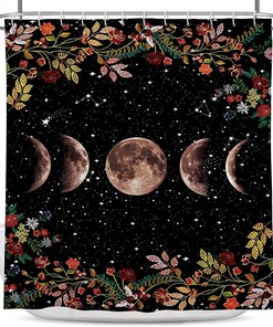Moonlit Celestial Herbs And Ivy Shower Curtain For Bathroom Decor