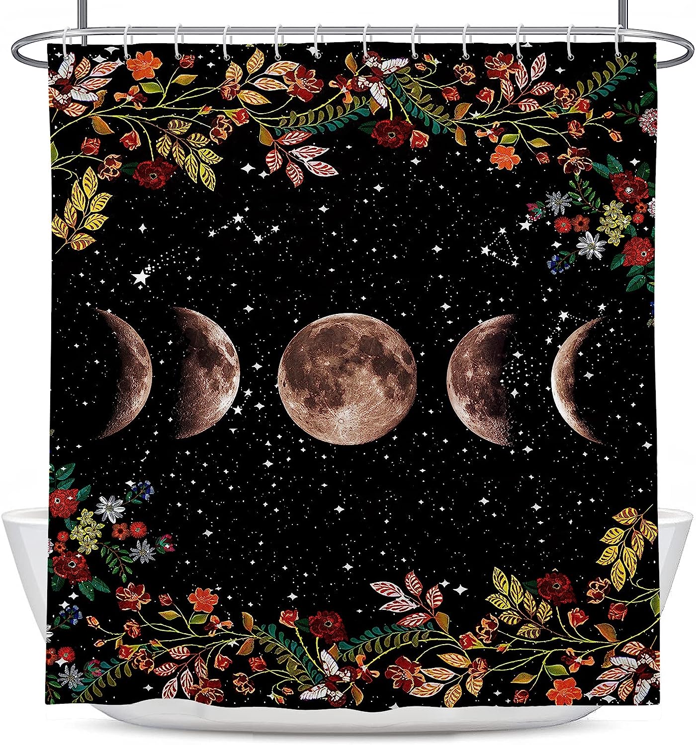 Moonlit Celestial Herbs And Ivy Shower Curtain For Bathroom Decor
