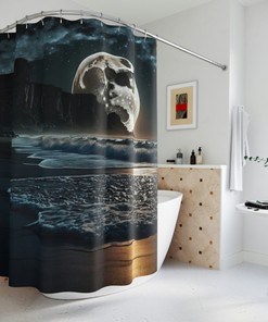 Moonlit Coast Nautical Shower Curtain for Bathroom