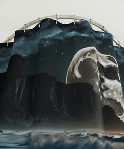 Moonlit Coast Nautical Shower Curtain for Bathroom
