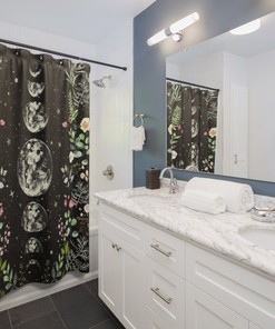 Moonlit Garden Lunar Night Sky Floral Night Garden Shower Curtain